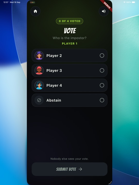 Impostor voting screen